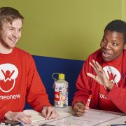 Two students posing for their start up