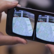 Student viewing maps on cellular device