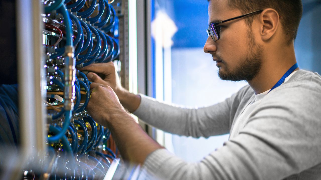 Student working on a computer.