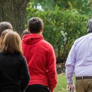 Students and parents tour University Park.