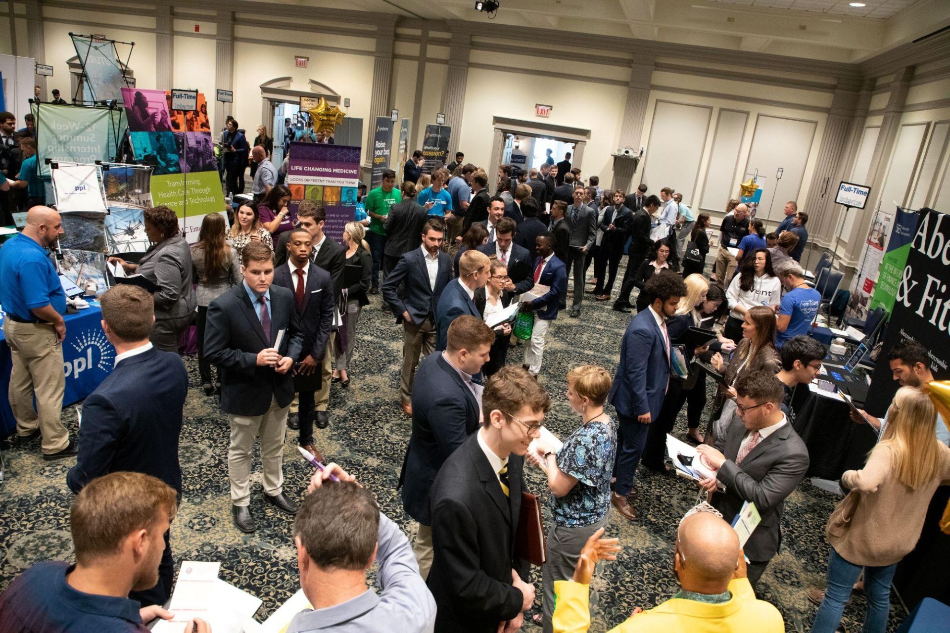 Students attending a career fair