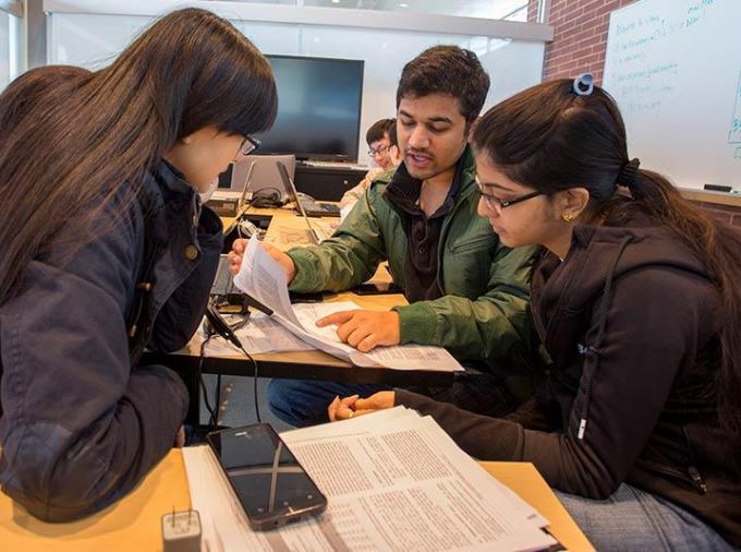 Students working