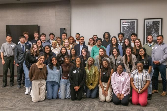 A group of students pose for a photo.
