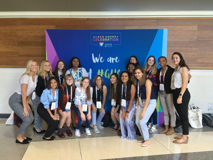 Students pose at the Grace Hopper Conference