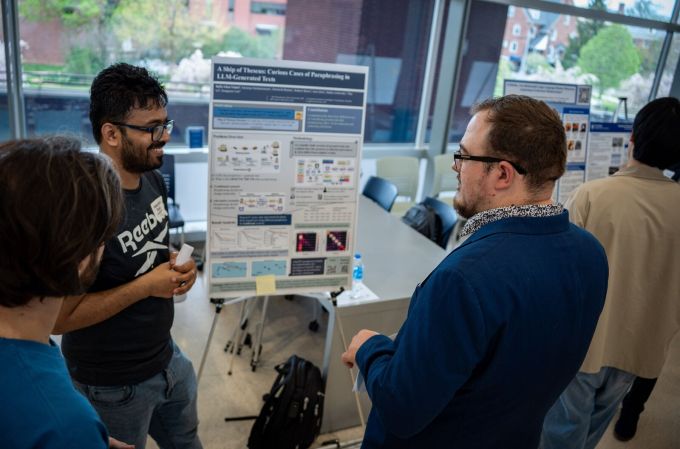 A student presents their work at the Student Success Showcase.