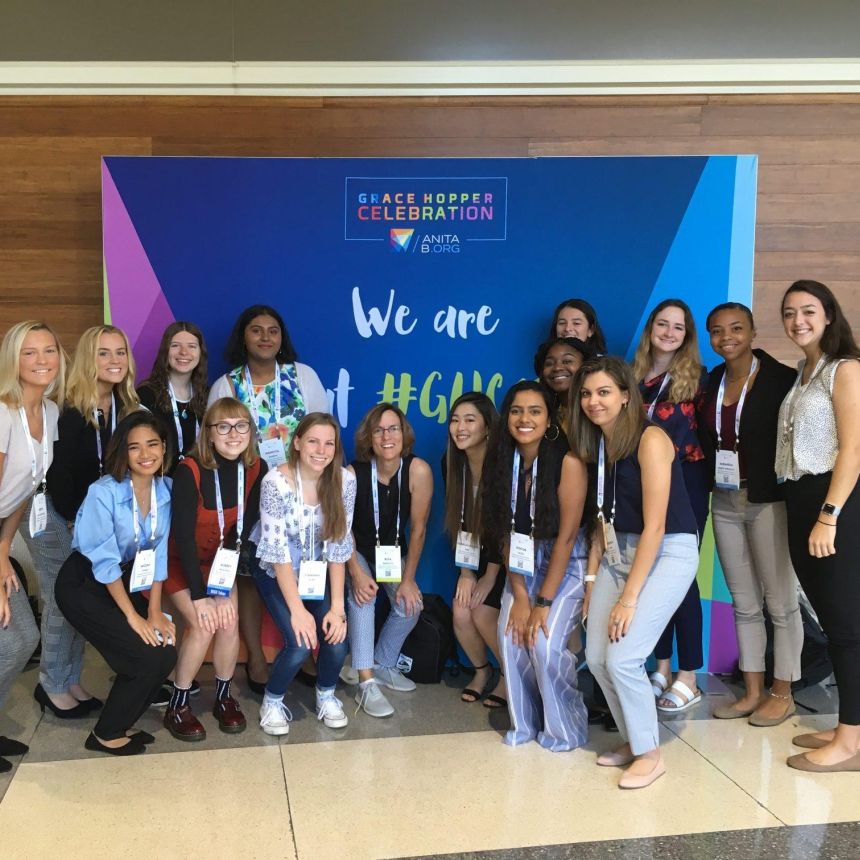 Students pose at the Grace Hopper Conference