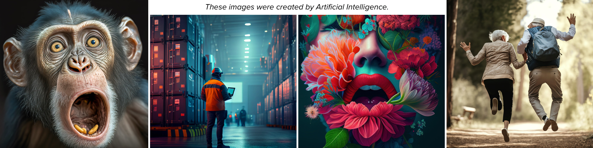 A collage of four images created by AI